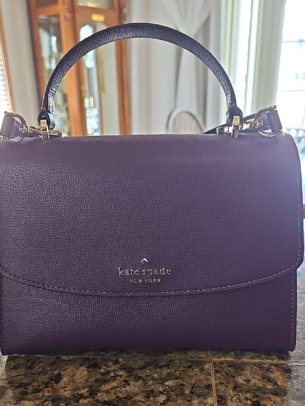 kate spade Darcy purple/plum leather top-handle satchel with gold hardware